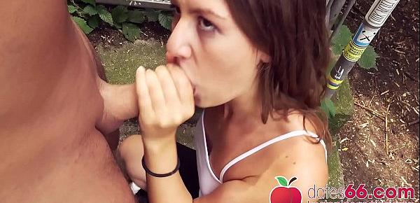  OUTDOOR ALERT! ▼19-year-old Alessandra Amore▼ wants his cock in all positions! ◆ Dates66.com